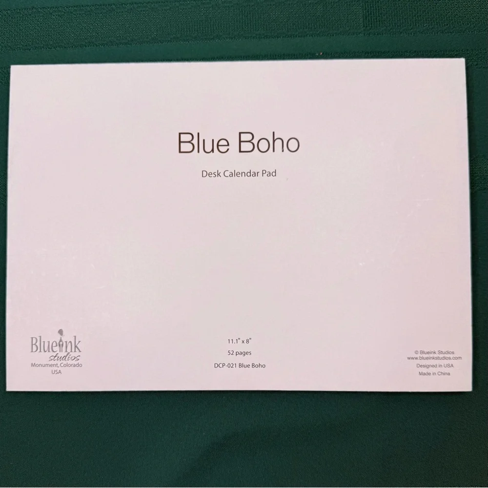 Blue Boho Desk Calendar Pad